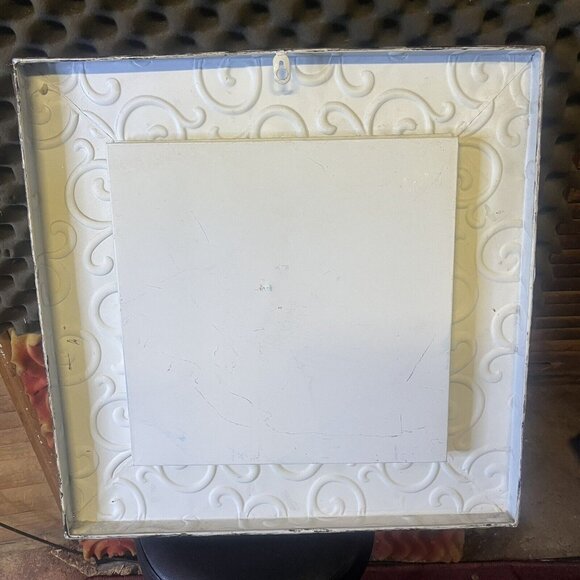 Large Bronze Metal Red Floral Wall Art Enamel Modern Leaf Country Decor 20"x20" - Picture 3 of 7